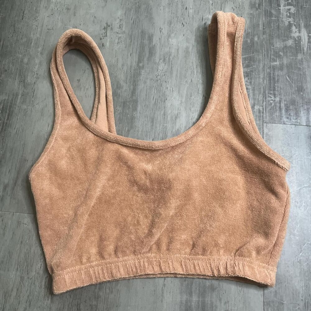 Asos Terry Cropped Tank Top Tan Size 0